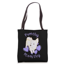 Cute Pomsky Momsky - Pomsky Mom Purple Hearts Mini Husky Tote Bag