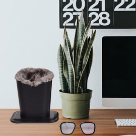 TECKE Pack of 2 Plush Lined Eyeglasses Holder Stand Protective Glasses Case For Desks Or Nightstands (Black-Light Gray)