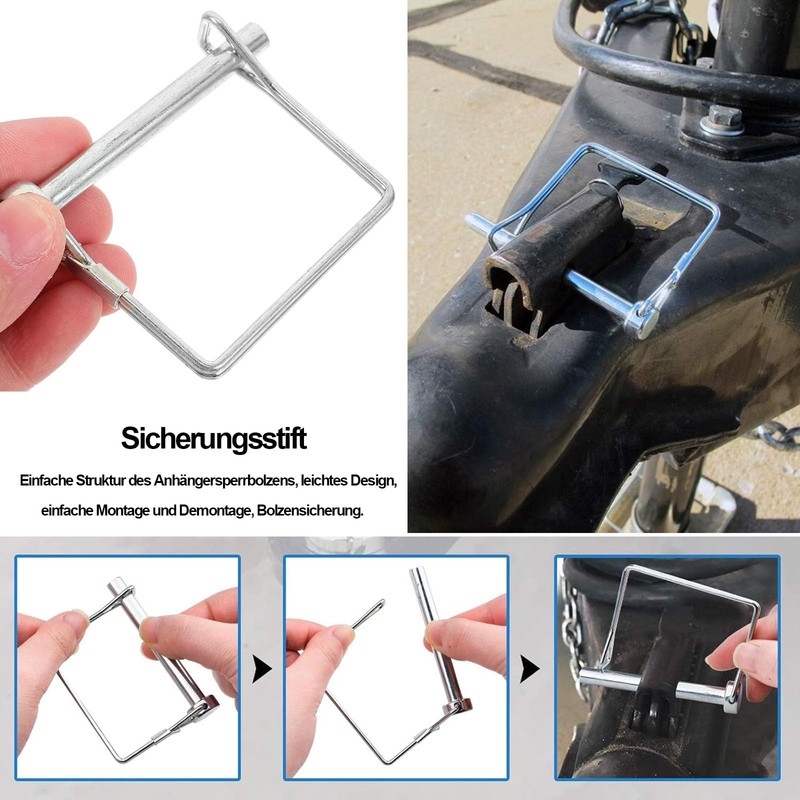 Pipe Folding Cotter Pins, Pack of 5 Rectangular Carbon Steel