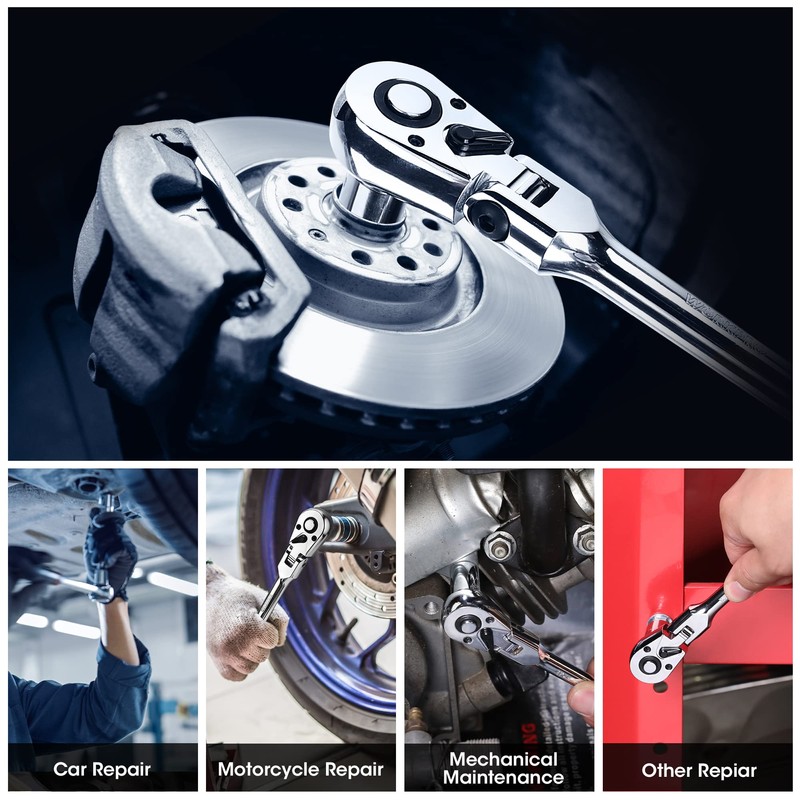 WORKPRO 2-Piece Flex Head Ratchet Set, 1/4", 3/8" Drive, 72-Tooth