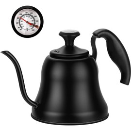 Chefbar Tea Kettle with Thermometer Stovetop Gooseneck Kettle 28oz 0.8L Pour Over Coffee Pot, Matte Black Camping Home Kitchen Water Boiler, 1Pack
