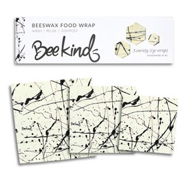 Bee Kind® Beeswax Food Wrap - 3 Pack (S,M,L) - Handmade in Canada - Handpainted Designs - Premium Quality (Birch)