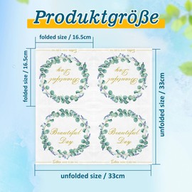 BUSCANDO Napkins for Birthday, Wedding, Christening - Pack of 50 Eucalyptus Green 3-Ply Napkins Communion Confirmation Napkins Spring Children's Birthday Wedding Table Decoration Birthday Napkins 33 x