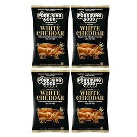 Pork King Good White Cheddar Flavored Pork Rinds Chicharrones 4 Pack Keto Snacks