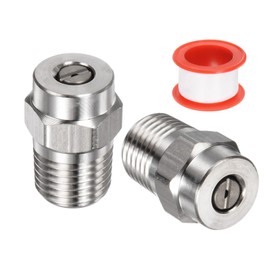 M METERXITY 2 Pack Surface Clean Tips - 25 Degree 1/4" NPT Male #25025 Pressure Washer Nozzles Cleaner Nozzle Replacement, Stainless Steel with Sealing Tape for Water Guns (0.977mm Orifice)