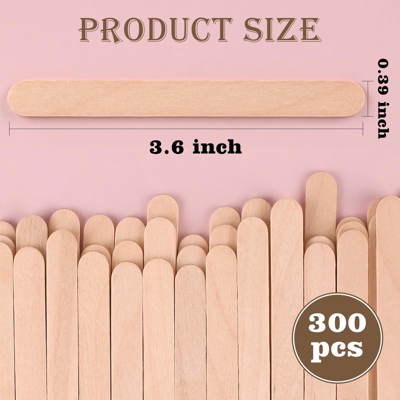 300 Pcs 3.6-Inch-Long Popsicle Wooden Sticks, Natural Birch Wood