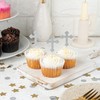 CloverCrafts 12 x Silver Glitter Christian Cross Cupcake Toppers –
