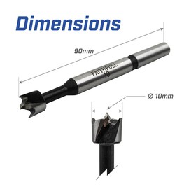 Faithfull FAIFOR10 Forstner Bit for Hardwood, Softwood, Drilling, Boring, Straight, Angled, Overlapping, Pocket holes - 10mm