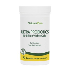 NaturesPlus Ultra Probiotics - Maximum Strength Digestive Supplement - Total Body & Gut Health - Intestinal & Colonic Probiotics & Prebiotic Acai - 30 Vegetarian Capsules (30 Servings)