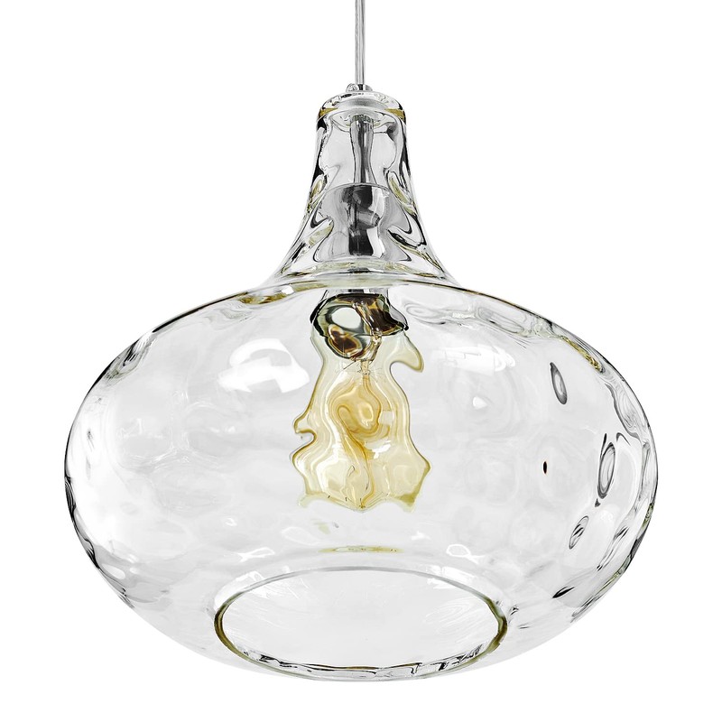 KOKAiZeeKi 1-Light Large Pendant Light Vintage Farmhouse Smoke Gray Glass
