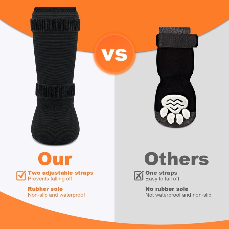 yrenoer Dog Socks 4-Pack for Medium & Large Dogs, Waterproof,