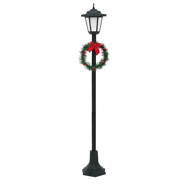 LEOKED LEOKED 44.3" Solar Christmas Wreath Lamp Post,Perfect for Festive
