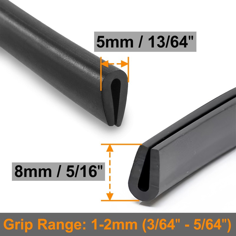 LEPEVNEY Edge Trim U Seal Black Rubber U-K Rubber Seal