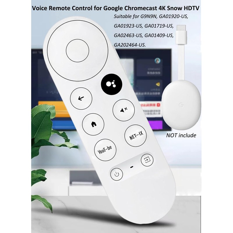 New Voice Remote Control for Google Chromecast 4K Snow HDTV,