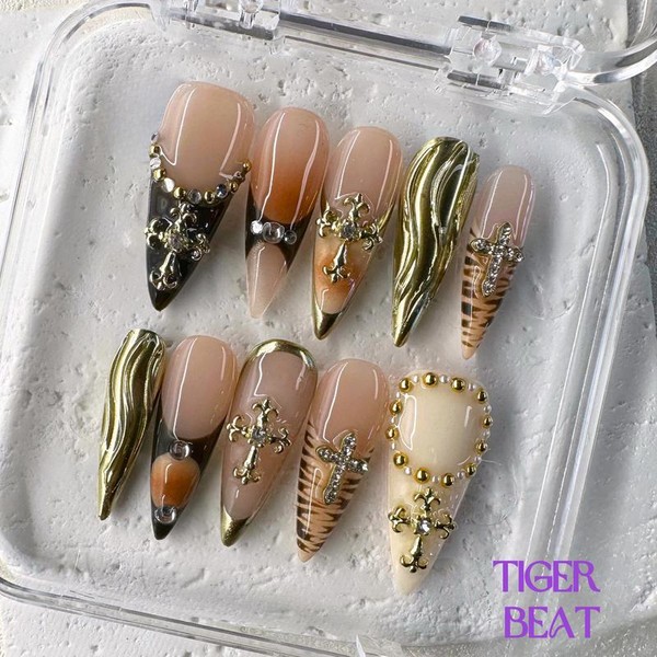 NailPhoria MID-FALL Collections 10PCS Handmade Press On Nails REUSABLE 3D