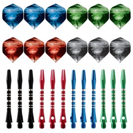 24 Pcs Darts Flights And Stems, Dart Flights, Dart Stems And Flights, Dart Flights And Stems, Metal Dart Stems Color Darts Flights And Stems Pack Increase Speed And Reduce Drag For Indoor Dart Games