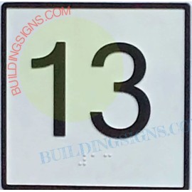 BuildingSigns.com Elevator Floor Number 13 Sign- Elevator JAMB Plate Floor 13 Sign-REF24-102