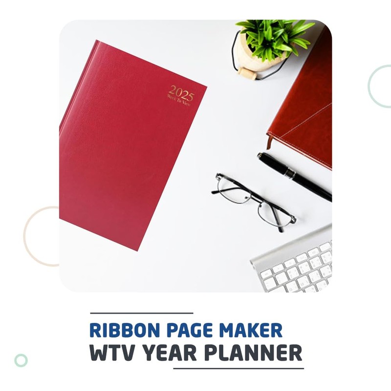 1ABOVE A4 Week to View 2025 Diary| 60gsm-Paper| Hardback, Casebound