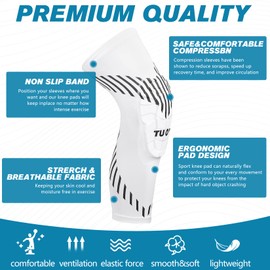 TUOY Compression Knee Pads Knee Protection Padding Sleeve (Pair)