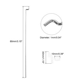 sourcing map 4pcs 304 Stainless Steel 1x80mm Z Push Rods Parts, 4pcs Nylon Control Horns for DIY RC Car Boat Airplane Helicopter Model Replacement, Silver