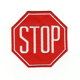STOP Sign Sew-On or Sew On Patch Iron-On Patch for Clothes Embroidered Iron-On Patch Applique Traffic Sign Patch Size 6.9 x 6.9 cm