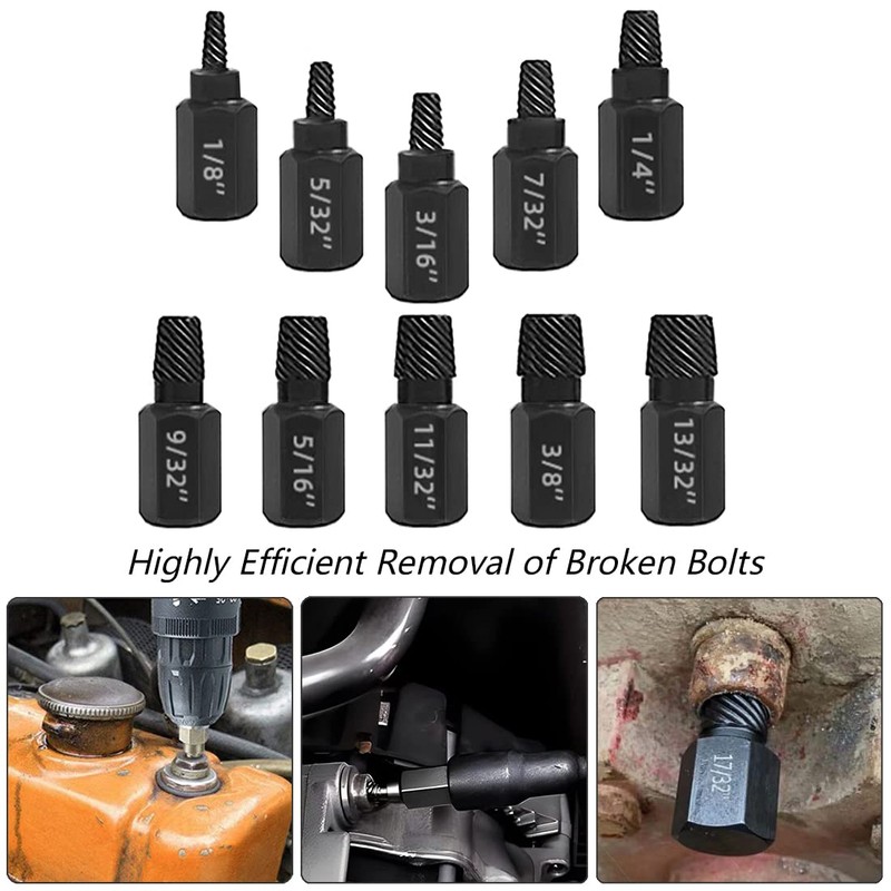 Saipor 10 PCS Damaged Bolt Extractor Kit Heavy-Duty Screw and