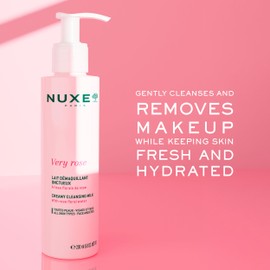NUXE Very Rose Creamy Cleansing Milk Make-up Remover for Sensitive Skin, with Rose Floral Water for Face & Eyes, 6.8 oz