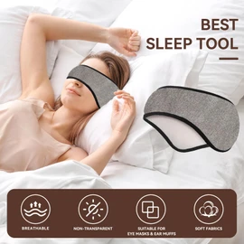 Soundproof Sleep Earmuff Headband, Sleeping Noise Cancelling Ear Wrap Ear Muffs Winter Women Sleep Mask for Men Women(Grey)