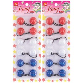 Beauty Town 12 Pcs 25mm Hair Ties for Girls with Balls Bubble Twinbead Ponytail Holders, Pearl Assorted 2, Hair Accessories for Kids Toddler Girl
