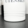 Darthome White Utensil Holder Tin Metal Grey Letters Kitchen Storage