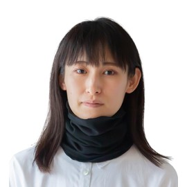 SOWAN 2-Piece Set Soft Silk Neck Warmer, 20% Silk, 80% Cotton, Men's, Women's, Made in Japan, Black, Free size