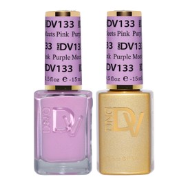 DAISY DND DND Diva Gel Polish Set, Soda Poppin Collection, UV/LED Gel Polish and Air Dry Nail Lacquer, Matching Chip-Free Polish Duo, 133 Purple Meets Pink, 0.5 Fl Oz