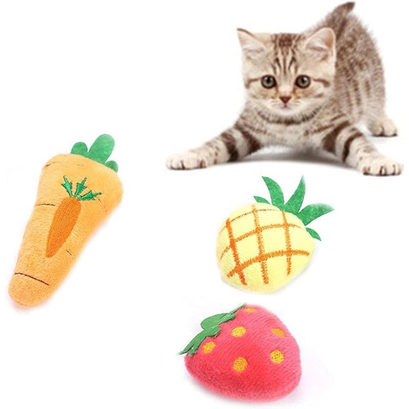 Jowxsx Strawberry Teeth Grinding Catnip Toys Funny Interactive Fruit Plush