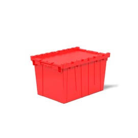 Hudson Exchange 21.9 x 15.2 x 12.8” (3 Pack) Storage Tote Distribution Container with Hinged Attached Lid, Red