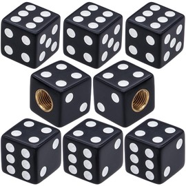 MEAJOO 8PCS Dice Tire Valve Stem Caps,Corrosion Resistant Leak-Proof Tire Air Cap Set, Universal Tire Valve Stem Covers for Cars, SUV, Trucks, Bikes, Motorcycles, Bicycles(Black)