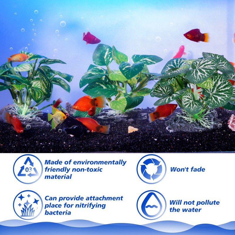 Ameliade Aquarium Plants Fish Tank Decorations Betta Silk Leaf Pad