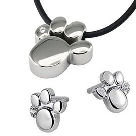 714 and 1387P Paw Magnetic Jewellery Set Pendant Energetix 4you Paw + 2 Magnetic Stud Earrings Paw Magnetix 2250 + Jewellery Bag, Stainless Steel, Without Stone