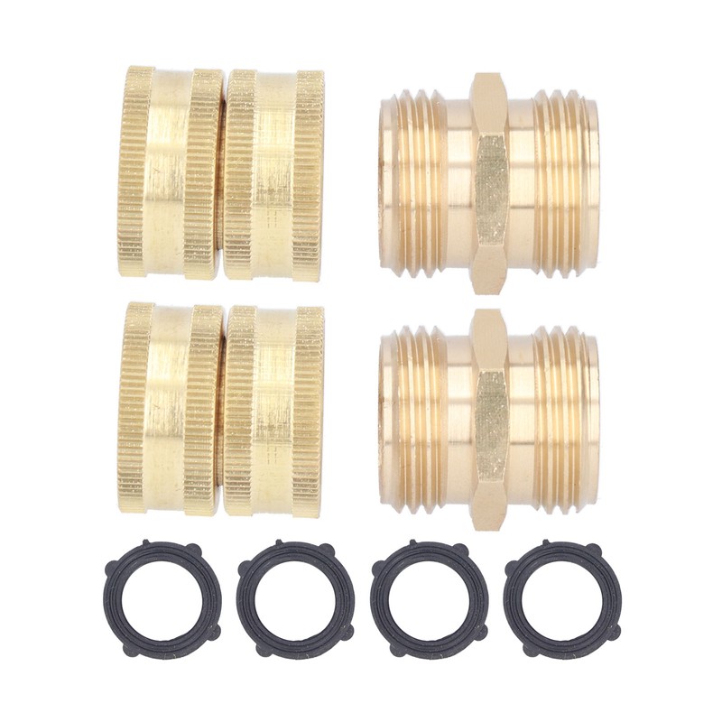 2Pairs 3/4in Brass Hose Adapter 2 Way Hose Adapter Durable