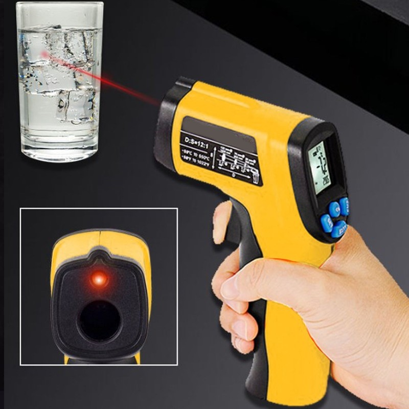Industrial Infrared Thermometer LCD Digital Handheld Temperature Measuring Gun for