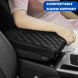 WOODHAWK Car Center Console Cushion Pad Memory FoamArmrest Cover for Universal Cars Arm Rest Seat Box Protector (Black)