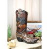 Rustic Western Running Horses Horseshoes And Cross Cowboy Boot Vase