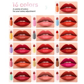 Juego de Mini Lápiz Labial de 16 Colores, Lápiz Labial Mate Resistente Al Agua de Larga Duración para Mujeres con Hidratante, Juego de Lápiz Labial en