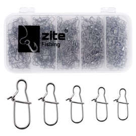 Zite #000-#2 Fishing Carabiner Snaps for Spin Fishing - Hook Leader Swivels Fishing - 5 Sizes Fishing Swivels for Trout Bait, Pike Bait & Bass Bait in Box