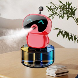 Robot Intelligent Aromatherapy Machine, Smart Cute Robot Car Air Freshener, Fine Spray/Fillable/Four-Gear Adjustment/Vibration Sensing/On-Off/Large Capacity Long-Lasting Fragrance/V1 (Red, Hilton)