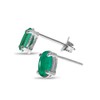 14k White Gold Oval Emerald Earrings