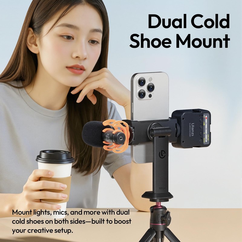ULANZI Phone Tripod Mount Adapter with Dual Cold Shoes &