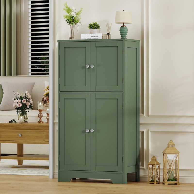 TEENFON Bathroom Floor Storage Cabinet, Freestanding Bathroom Cabinet with 4