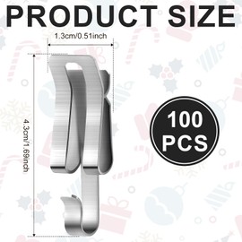 PEUTIER 100pcs Christmas Light Clips, Metal Gutter Clips Hangers Hooks for Outdoor String Fairy Lights Roof Hanging Holiday Xmas Outside Decorations