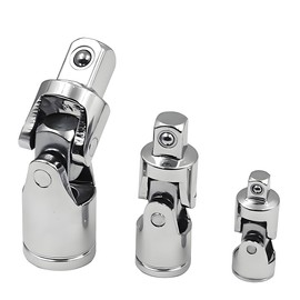 Resze 3-Piece Swivel Socket Set (1/4", 3/8", 1/2") - 360° Rotating Chrome-Plated Steel Adapters for Wrenches, Automotive Repair & DIY, Universal Fit Anti-Slip Heavy-Duty Mechanics Tool Kit