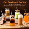 Glass Cups with Lids and Straws 6pcs, 16oz-DWTS Cute Tumber,Beer